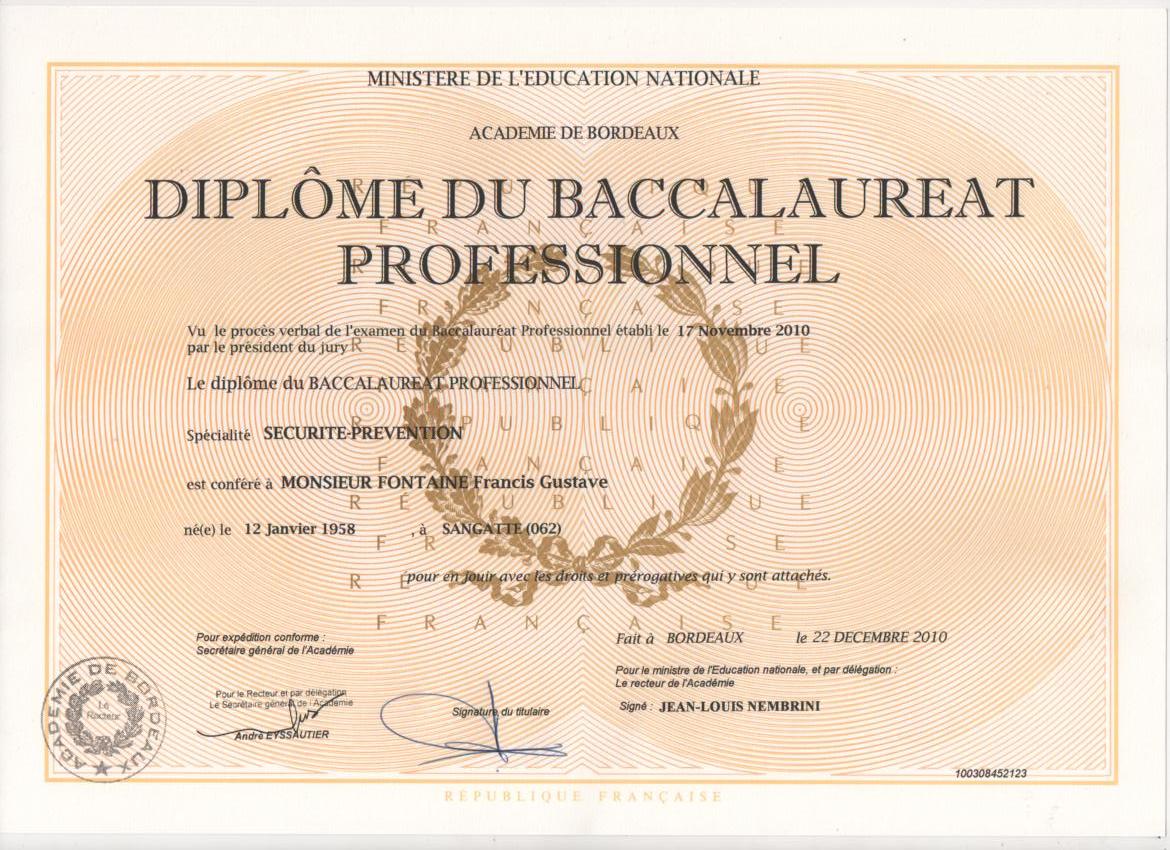 diplome securite